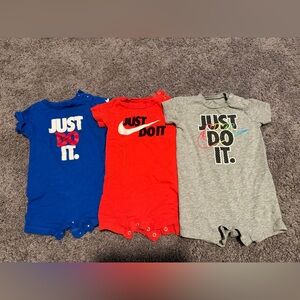 Nike Infant Romper Trio - Blue, Red, Gray